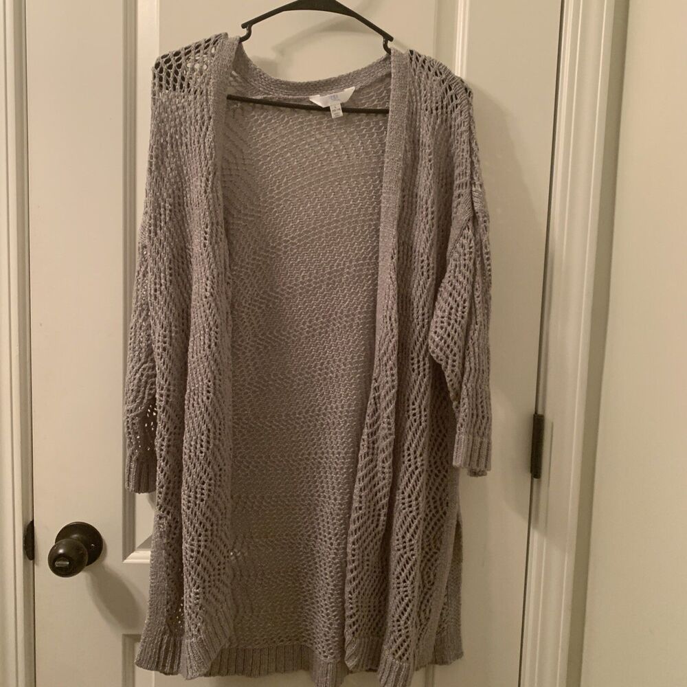 Time And Tru Women's Open Front Cardigan Sweater Size Large Gray-Brown